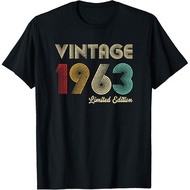 Men's cotton T-shirt Vintage 1963 62nd Birthday Gift Men Women 62 Years Old T-Shirt Fast Shipping 4X