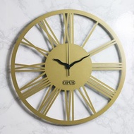 【OPUS東齊金工】歐式鐵藝靜音時鐘-新羅馬數字(古銅金)/客廳裝潢