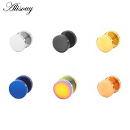 Men Cool Punk Round Black Stainless Steel Ear Stud Piercing Earrings 3mm - 16mm