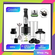 Giselle Hand Blender Full Set with Malaysia Plug 600W Food Processor + Add on Dry Grinder