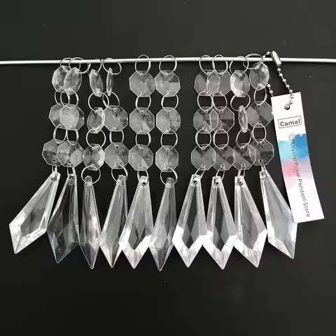 Camal 30pcs Acrylic Crystal Garland Octagonal Beads String Chain 11.8cm Chandelier Hanging Home Part
