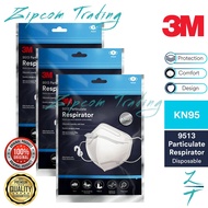 3M Mask - KN95 (9513) - All New Respirator Mask (3pc/pack & 1pc/pack) - Particle Filtration Tight Fi