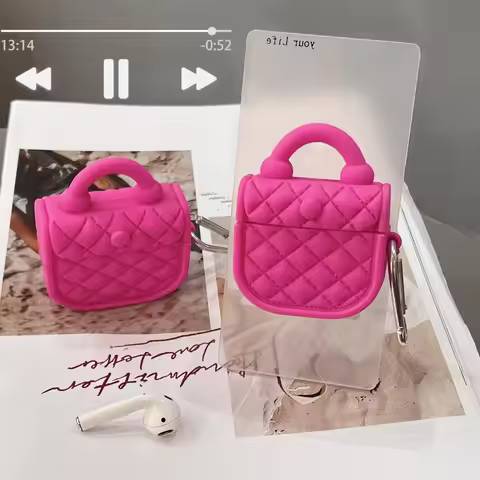 Pink Handbag Case for AirPods 4 Airpod 1 2 3 Pro Pro2 Bluetooth Earbuds Charging Box Protective Earp