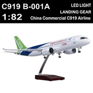 47CM Airplane Model China Commercial Flight C919 with Landing Stand Lighting Airplane Model Airplane