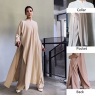 baju raya 2024 baju kurung dress putih muslimah jubah baju kaftan Dubai Long Dress nikah bridesmaid Ironless with pocket