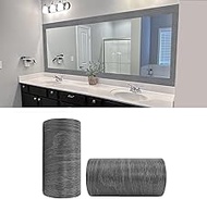 YESUS Dark Gray Wood Grain 3D 10M Wallpaper Border Removable PVC Waterproof Peel and Stick Wallpaper,Bathroom Mirror Frame Border Sticker Wall Decor 3.93 Inch by 32.8 Feet