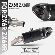 For ZX6R motorcycle exhaust system modified with full carbon fiber escape muffler middle link pipe f