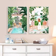 Frame Boho Morocco Tropical Travel Botanical Canvas Painting Poster Print Minimalist Wall Art Picture Nordic for Home Living Room Decor