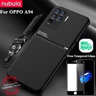 NUBULA For Oppo A94 (6.43)inch Handset Casing Free Tempered Glass Silky Leather Feeling hp OPPO A94 