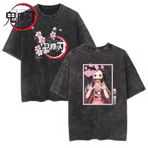 2026 Chinese New Year Anime Devil Killer Kamado Nezuko Laundry T-shirt Summer Men's and Women's Loos