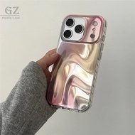 Gentle Smudge Light Pink Water Ripple Soft Case For iPhone 17 16 15 14 13 Pro Max i15 i16 i17 Phone