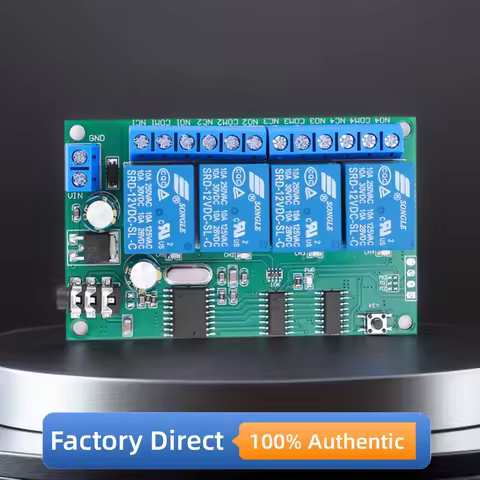 AD22B04 4CH DTMF Audio Signal Decoding Relay DC 12V Non-Locking/Self-Locking/Interlocking/Time Delay