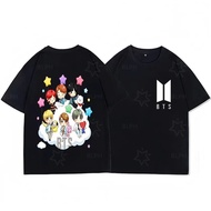 [ada stok] Baju-T Y2K BTS BT21 Cetakan Keluara Seraam Kasual Lembut Lengan Pendek Baju-T Pasanan Kar