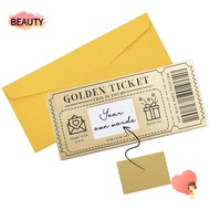 BEAUTY Golden Ticket Scratch- Card,  Scratch  Ticket Concert Ticket,  Party Favor with Envelope Raff
