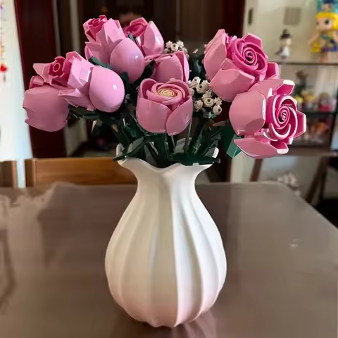Bouquet of Pink Roses Compatible 10374 Construction Home Décor Artificial Flowers Building Blocks Br