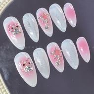 Yearbook nails, hand-painted student nails with cute charms Beannail - B831