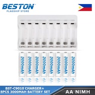 Beston C9010 8 Channel Smart Fast Charger With AA and AAA Rechargeable Battery