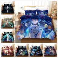 ใหม่ Hatsune Miku 3IN1 ชุดผ้าปูที่นอน ลายการ์ตูนอนิเมะ โวคาลอยด์ สองขนาด ใส่สบาย สําหรับห้องนอน บ้าน