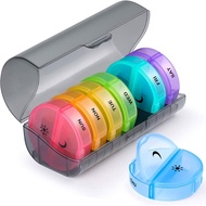 Weekly Pill Organizer 7 Day 2 Times a Day, Large Daily  Pill Box Easy to Open, BPA Free AM PM Pill C