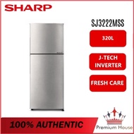SHARP 320L 2 DOOR FOLIO SERIES INVERTER FRIDGE SJ3222MSS