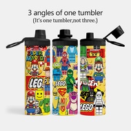 Cartoon Lego Insulated Water Bottles Stainless Steel Wide Mouth Spout Lid 600ml Leakproof Double Wal