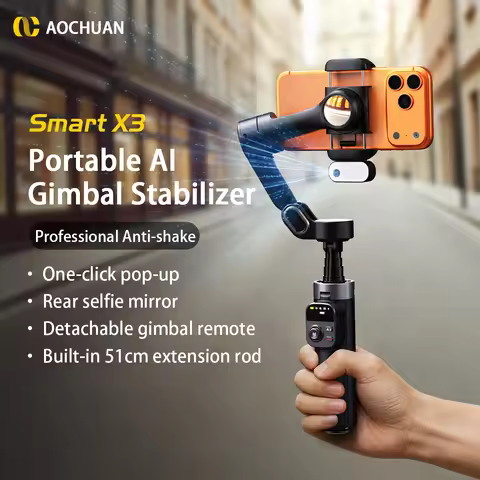 AOCHUAN Handheld Gimbal Stabilizer Smart X3 AI Tracking Built-in 51CM Extension Rod for iPhone 17 16