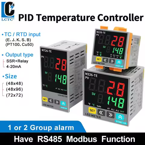 LCTC PID Temperature Controller SSR+Relay 4-20mA Output PID Regulator TC/RTD Input Digital Instrumen