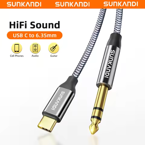 SUNKANDI USB C to 6.35mm 1/4 inch TRS Cable, Type C to 1/4 Audio Adapter Stereo Cable for Phones, Am