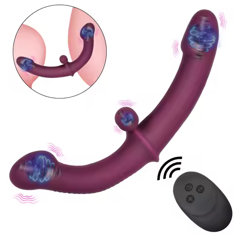 Strapless Strapon Dildo Vibrator Double-head Vibrating 10 Speeds Anal Prostate Massager G Spot Vibra