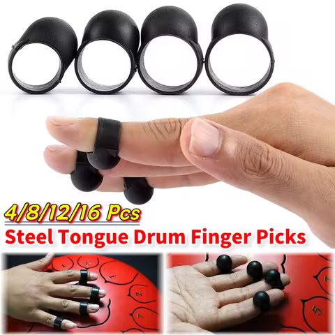 4-16pcs Steel Tongue Drum Finger Picks Silicone Rubber Knocking Finger Sleeves Handpan Percussion In