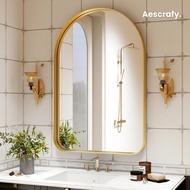 Aescraft Half Capsule Mirror with Gold and Silver Frame – Half Capsule Wall Mirror