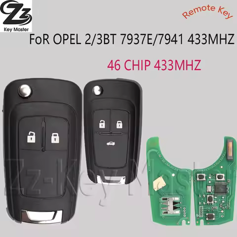 Zz PCF7937E/7941 46Chip 5WK50079, B01T3BA 433MHz Remote Key Fob for Opel Vauxhall Astra J Insignia C