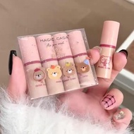 Set Mini Bear Lips Glazed Set Box Matte Lipstick Lip Gloss H0z9