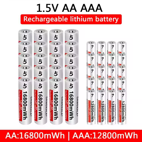 1.5V AA AAA Rechargeable Lithium Battery 16800mWh High Capacity for Mouse Flashlight Fan Game Machin