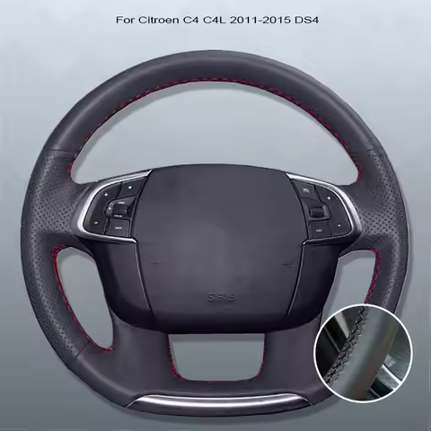 Black Microfibre Leather Car Steering Wheel Cover For  Citroen C4 C4L 2011-2015 DS4 Custom DIY Auto 