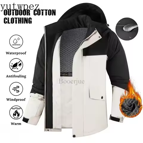 Graphene Heating Winter Thicken Waterproof Outdoor Jacket, Sport Windproof Detachable Hat Multi Pock