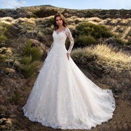 3XL plus size see-through lace bridal gown蕾絲新娘婚紗禮服