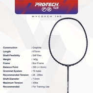 PROTECH Badminton Training Racket - My Coach (MAX 35LBS) (FREE String + Grip + Bag)