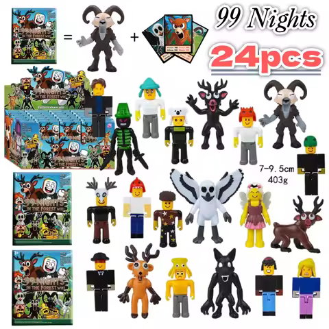 24Pcs/SetAnime Horror 99 Nights in The Forest Figures Toys Statue blind box bag removal card 99 Nigh