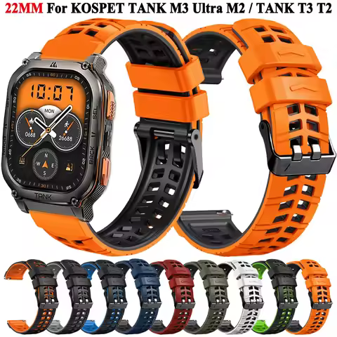 22mm Sports Silicone Strap For KOSPET TANK M3 Ultra M2 / KOSPET TANK T3 Ultra T2 Smartwatch Band Wat