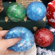 Santa Claus Blow Bubbles Stress Reliever Fidget Toys / Christmas Snowflake Sequined Ball Decompression Toys / Squeeze Sensory Toy Gift / Squishy Mochi Animal Toy