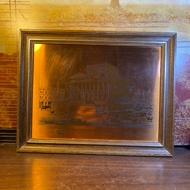 Vintage Etched Copper Plate Art Framed