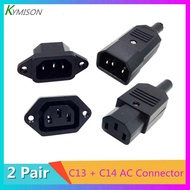 2 Pair/ 4pcs IEC320 C14 C13 Electrical AC Socket 3 Female Male Inlet Plug Connector 3pin Socket Moun