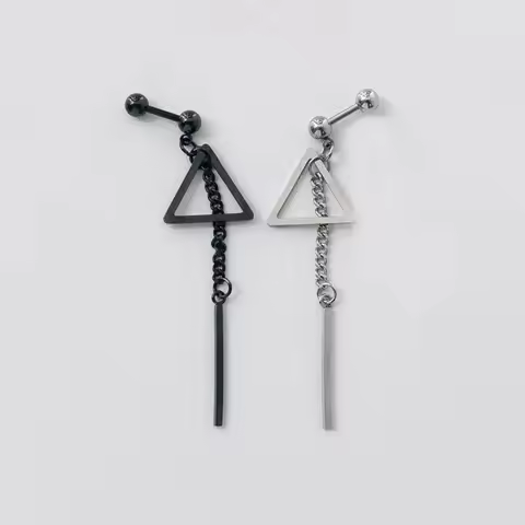 New Creative Trend Kpop Stray Children Felix Triangle Tassel Bar Pendant Earrings Women Men Korea Fa