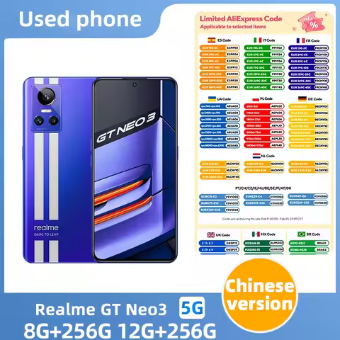 Realme GT Neo3 Android 5G Unlocked 6.7 inch 256G All Colours in Good Condition Original used phone