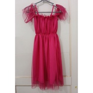 Tile Dress for children aged 6 years, fuchsia color