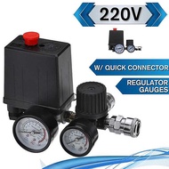 Air Compressor Pump Pressure Control Switch 4 Port 220V Manifold Relief Regulator 30-120PSI Control Valve with Gauge