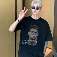 Vintage American Style Cristiano Ronaldo Printed T-Shirt "Cristiano Ronaldo" Comfortable Cotton Fabr
