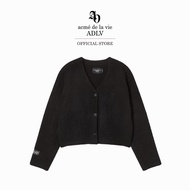 ADLV [acme de la vie] เสื้อแขนยาว รุ่น Woman V Neck Crop Solid Cardigan Black (50012SVNKNF_F5BKXX)