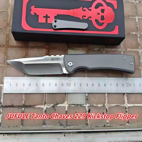 JUFULE Tanto Chaves 229 Kickstop Flipper Ceramic Bearing Titanium Mark M390 Survival EDC Tool Campin